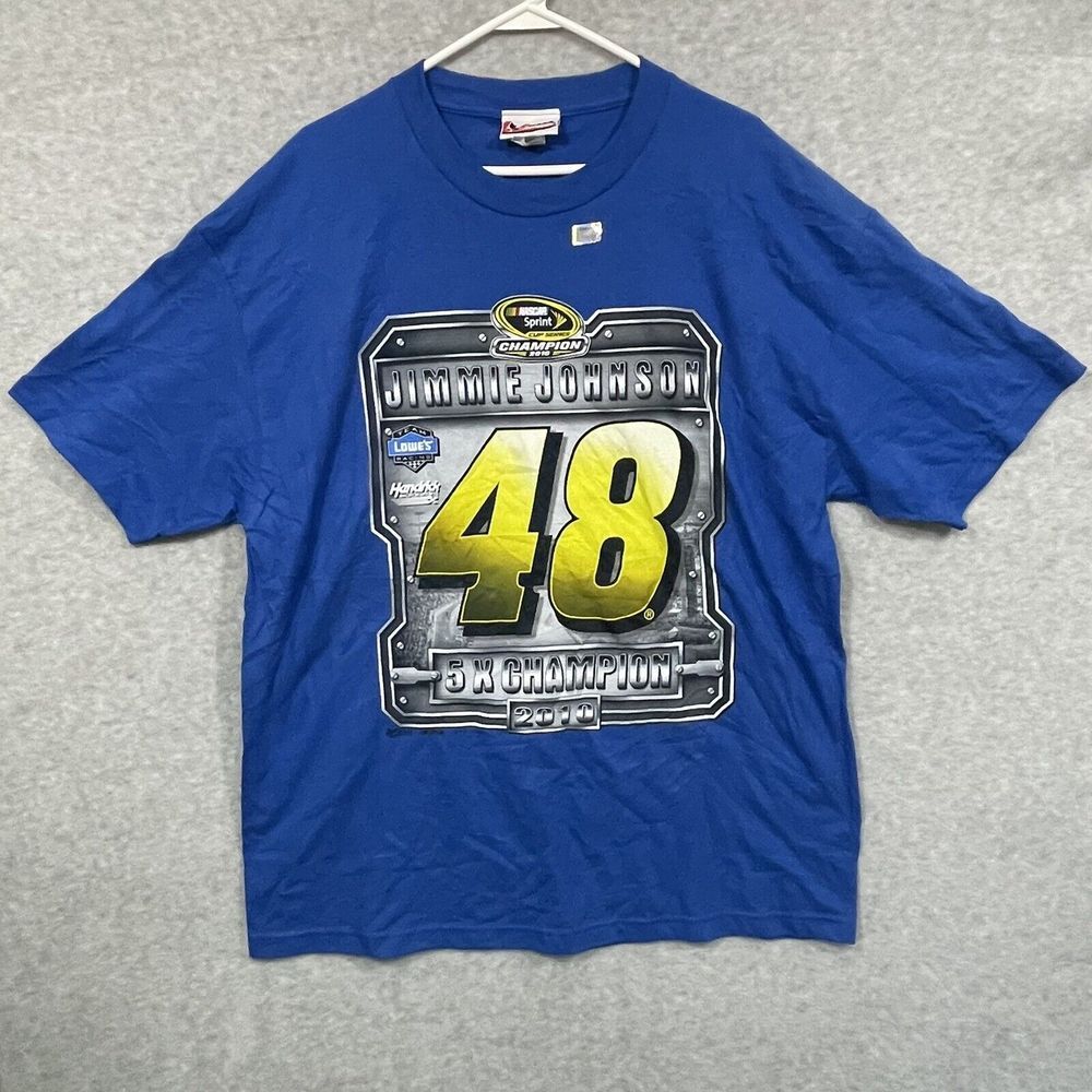 NASCAR Jimmie Johnson 5X‎ Champion 2010 Blue T Shirt XLarge Racing Chase